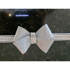 Susan Lanci Collar 3 Row Giltmore W/ Nouveau Bow Glitzerati Platinum X-Small